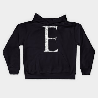 E in Roman White Marble Latin Alphabet Letter Sticker Kids Hoodie